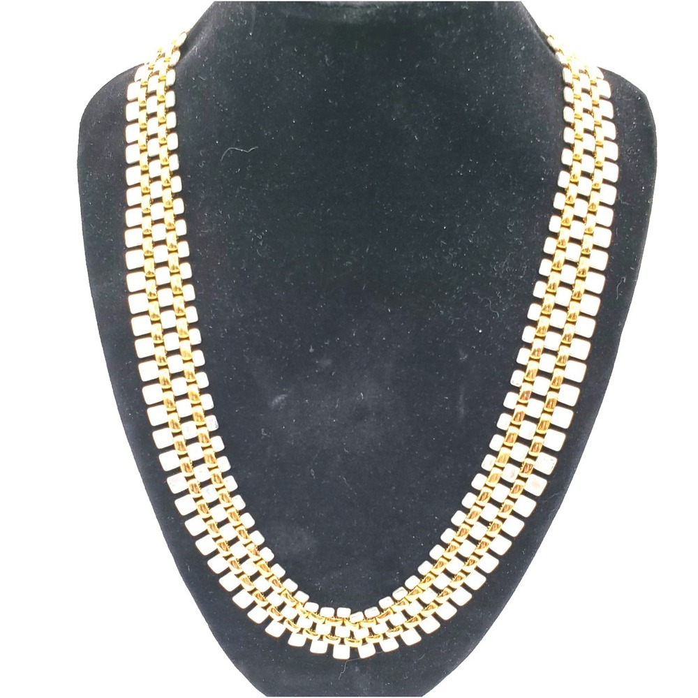 Vintage Napier Gold & Silver Tone Egyptian Revival 20" Link Estate Necklace